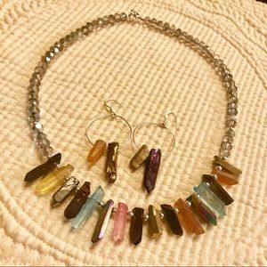 Handmade crystal necklace and earrings set